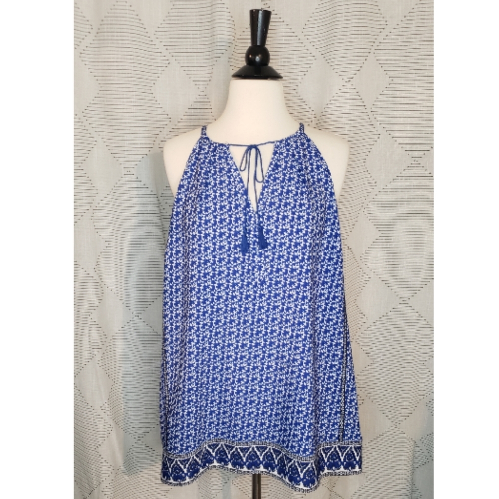Fleur Bleue ~ Blue Tunic Top ~ Size L